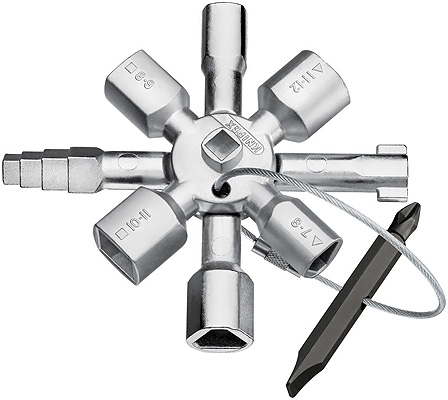 KNIPEX TwinKey® ключ крестовой 8-лучевой для стандартных шкафов и систем запирания, L-92 мм купить